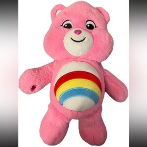 Care Bears Cheer Bear Plush Pink Rainbow Stuffed Animal 14 inches Basic Fun Toy
